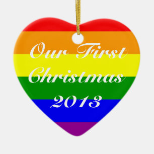 Gay Marriage First Christmas Ceramic Ornament