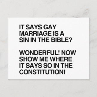 GAY MARRIAGE IS A SIN IN THE BIBLE POSTCARD