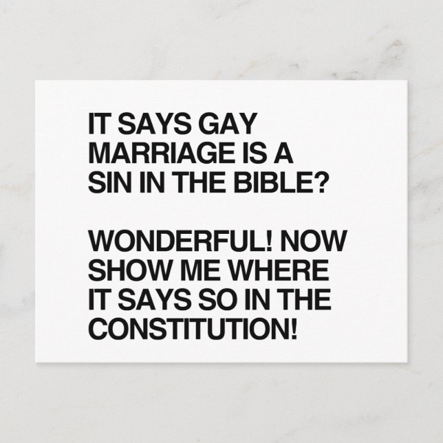 GAY MARRIAGE IS A SIN IN THE BIBLE POSTCARD (Front)