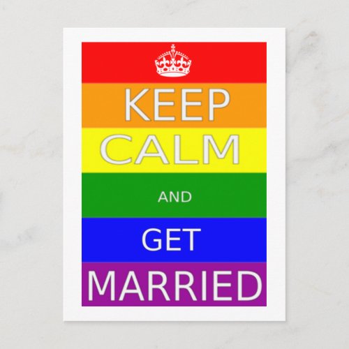 Gay Marriage Keep calm and Get Married _ Postcards