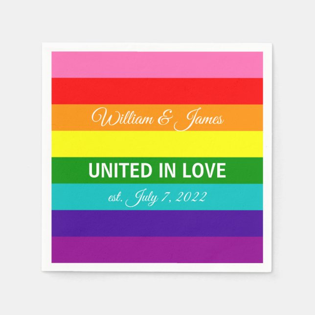 Gay Marriage LGBT Original Rainbow Flag Napkins (Front)