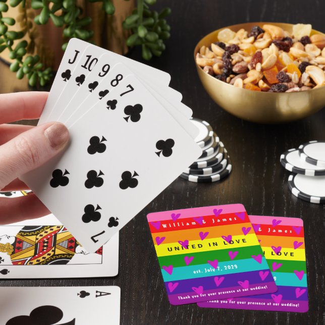 Gay Marriage LGBTQ Wedding Thank You Poker Cards (In Situ)