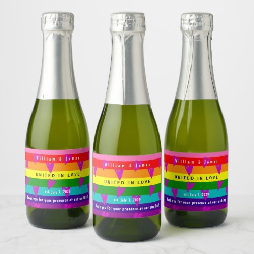 Gay Marriage LGBTQ Wedding Thank You Sparkling Wine Label