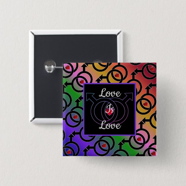 Gay Marriage Love Is Love Rainbow Button (Front & Back)