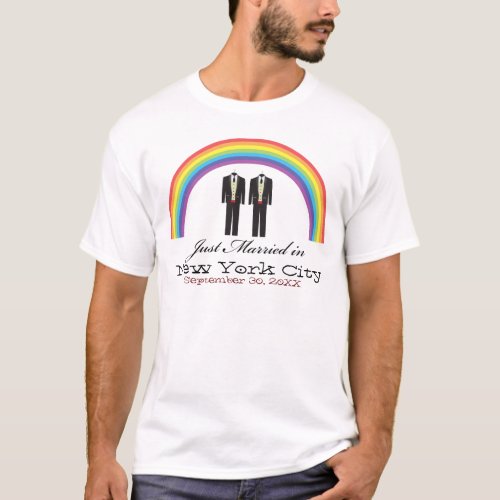 Gay Marriage Men Just Married in CITY T_Shirt
