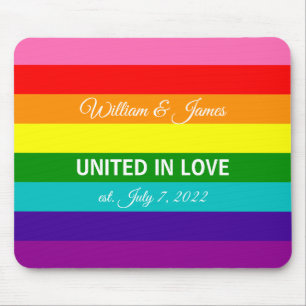 Gay Marriage Rainbow Flag LGBT Custom Text Mouse Pad
