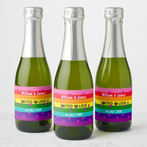 Gay Marriage Rainbow Flag Original 8 Stripes LGBT Sparkling Wine Label
