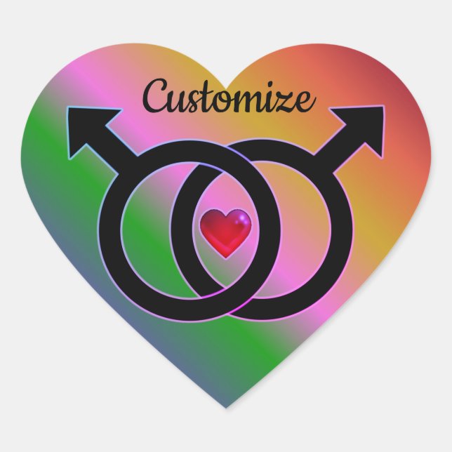 Gay Marriage Rainbow Heart Sticker (Front)