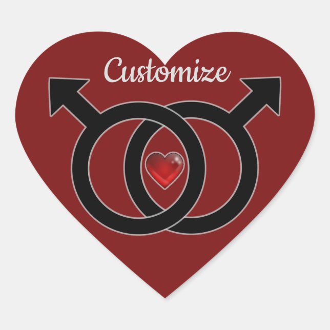 Gay Marriage Red Heart Sticker (Front)