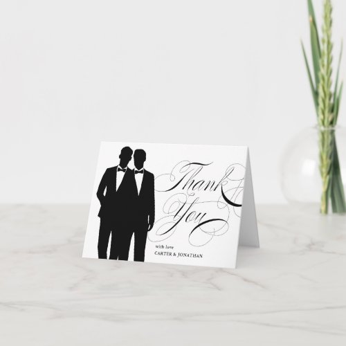 Gay Marriage Two Grooms Wedding Thank You Card