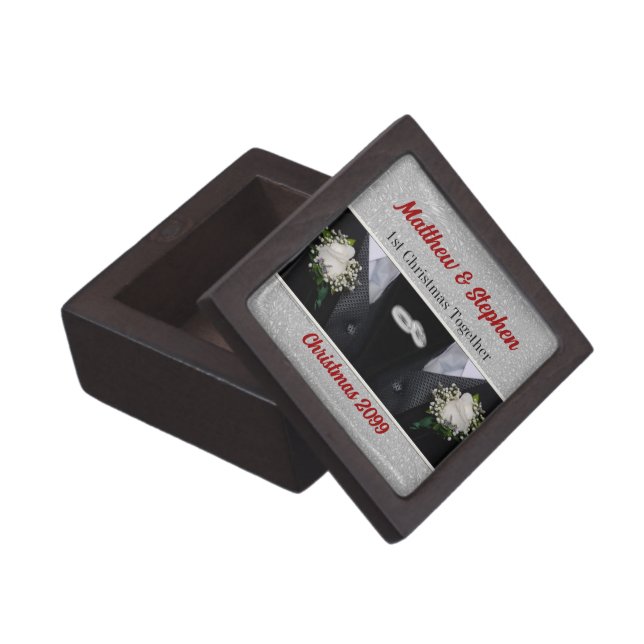 Gay Marriage Two Tuxes 1st Christmas Jewelry Box (Opened)
