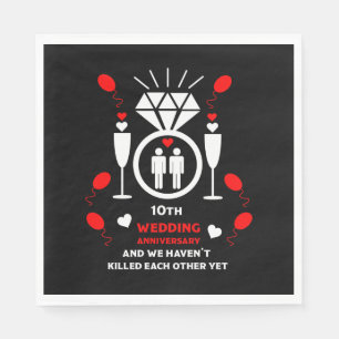 Gay Men 10th Wedding Anniversary Banner Napkins