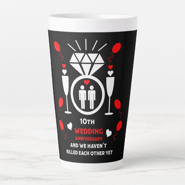 Gay Men 10th Wedding Anniversary   Latte Mug (Front)