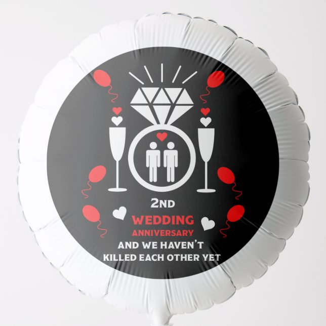 Gay Men 2nd Wedding Anniversary  Balloon (Front)
