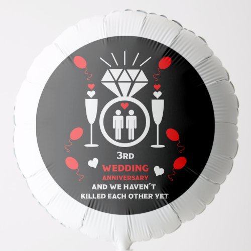 Gay Men 3rd Wedding Anniversary  Balloon