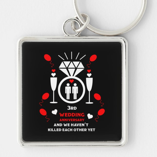 Gay Men 3rd Wedding Anniversary   Keychain (Front)