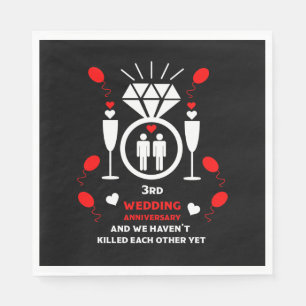 Gay Men 3rd Wedding Anniversary Napkins