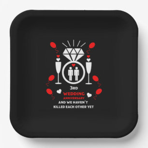 Gay Men 3rd Wedding Anniversary Paper Plates