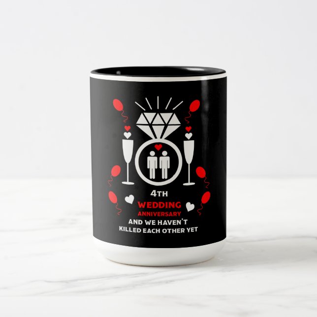 Gay Men 4th Wedding Anniversary   Two-Tone Coffee Mug (Center)
