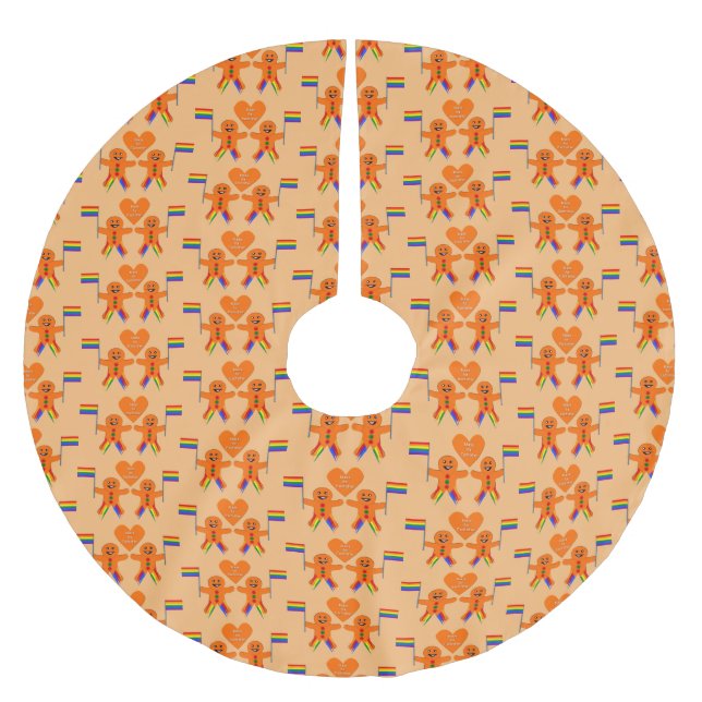 Gay Men Christmas Gingerbread Couple Brushed Polyester Tree Skirt (Front)