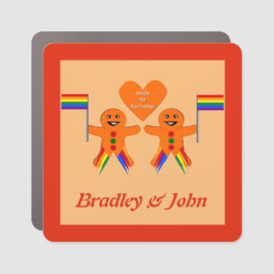 Gay Men Christmas Gingerbread Couple Custom Car Magnet
