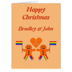 Gay Men Christmas Gingerbread Couple Custom Card