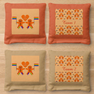 Gay Men Christmas Gingerbread Couple Custom Cornhole Bags