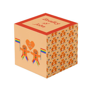 Gay Men Christmas Gingerbread Couple Custom Cube