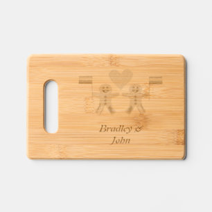 Gay Men Christmas Gingerbread Couple Custom Engraved Cutting Board