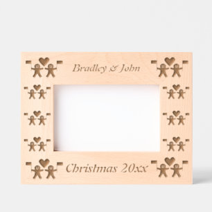 Gay Men Christmas Gingerbread Couple Custom Engraved Frames