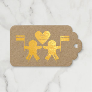 Gay Men Christmas Gingerbread Couple Custom Foil Gift Tags