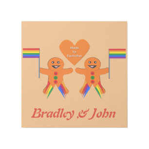 Gay Men Christmas Gingerbread Couple Custom Gallery Wrap