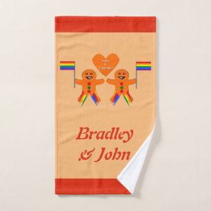 Gay Men Christmas Gingerbread Couple Custom Hand Towel