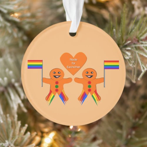 Gay Men Christmas Gingerbread Couple Custom Ornament