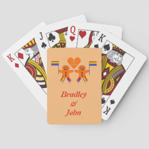Gay Men Christmas Gingerbread Couple Custom Poker Cards