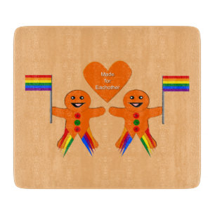 Gay Men Christmas Gingerbread Couple Cutting Board