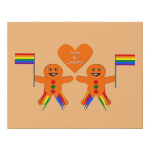 Gay Men Christmas Gingerbread Couple Faux Canvas Print