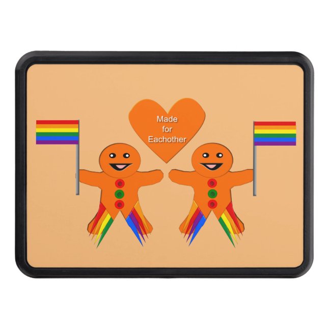 Gay Men Christmas Gingerbread Couple Hitch Cover (Front)