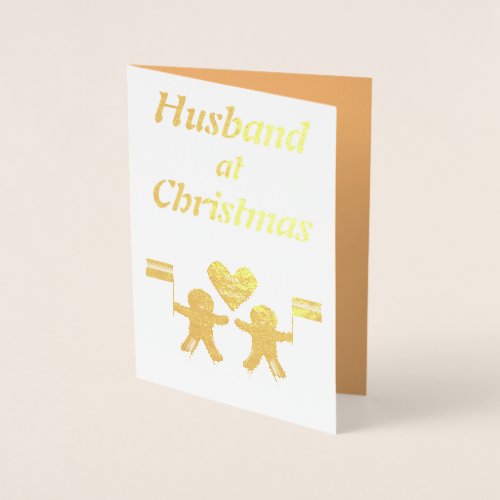 Gay Men Christmas Gingerbread Couple Husband Foil Card