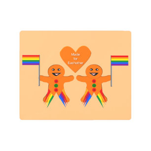 Gay Men Christmas Gingerbread Couple Metal Print