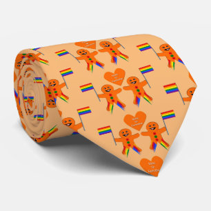 Gay Men Christmas Gingerbread Couple Neck Tie
