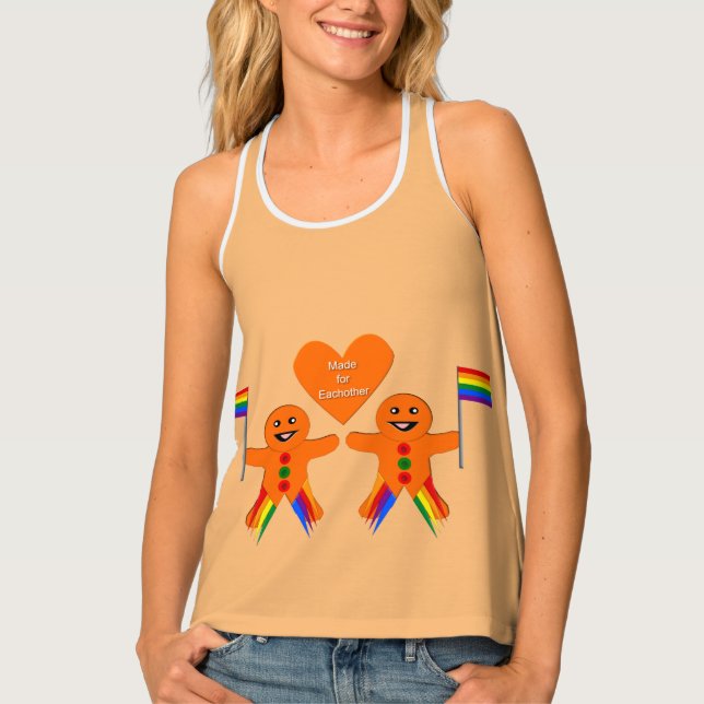 Gay Men Christmas Gingerbread Couple Tank Top (Front)