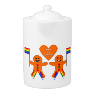 Gay Men Christmas Gingerbread Couple Teapot