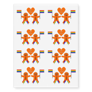 Gay Men Christmas Gingerbread Couple Temporary Tattoos