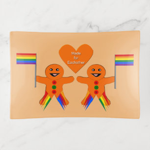 Gay Men Christmas Gingerbread Couple Trinket Tray