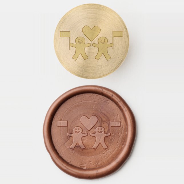 Gay Men Christmas Gingerbread Couple Wax Seal Stamp (Stamped)