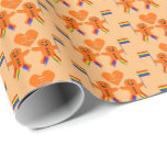 Gay Men Christmas Gingerbread Couple Wrapping Paper<br><div class="desc">This awesome wrapping paper features a digital art image of a cute gingerbread Gay Male couple. The gingerbread men have rainbow colored fringes on their legs that matches the colors of the pride flag. They have green and red buttons and are each waving a rainbow colored flag. Both have a...</div>
