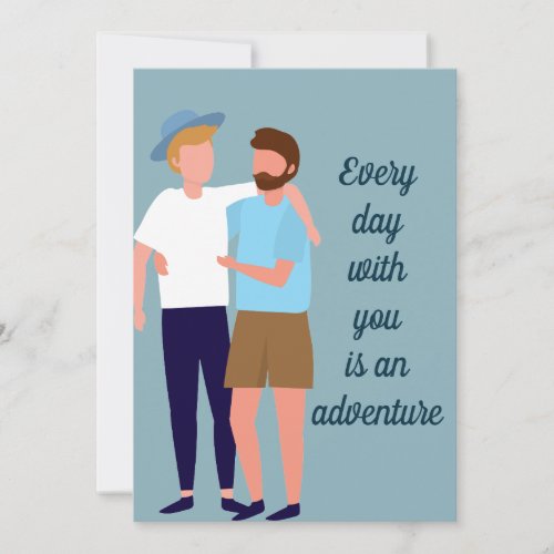 Gay Men Couple in Love Anniversary Custom Quote Card