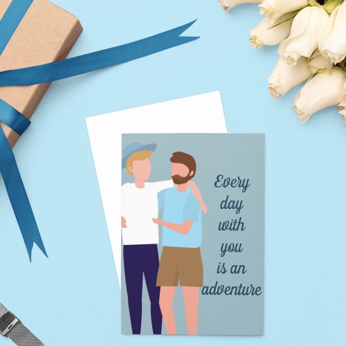 Gay Men Couple in Love Anniversary Valentines Day Card