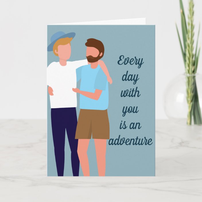 Gay Men Couple In Love Anniversary Valentines Day Card